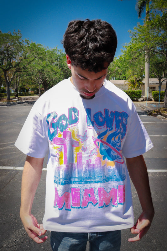 God Loves Miami White T-shirt