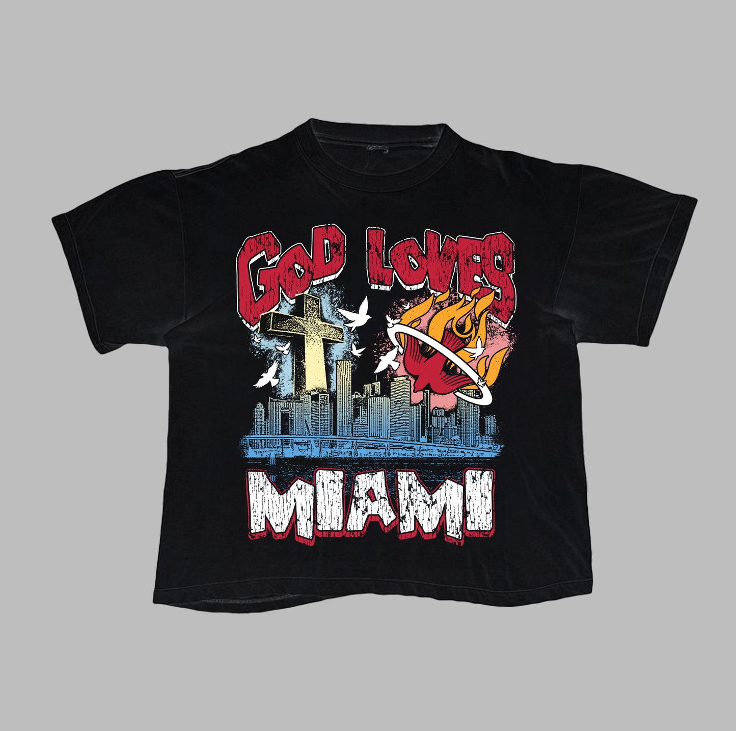 God Loves Miami Black T-Shirt