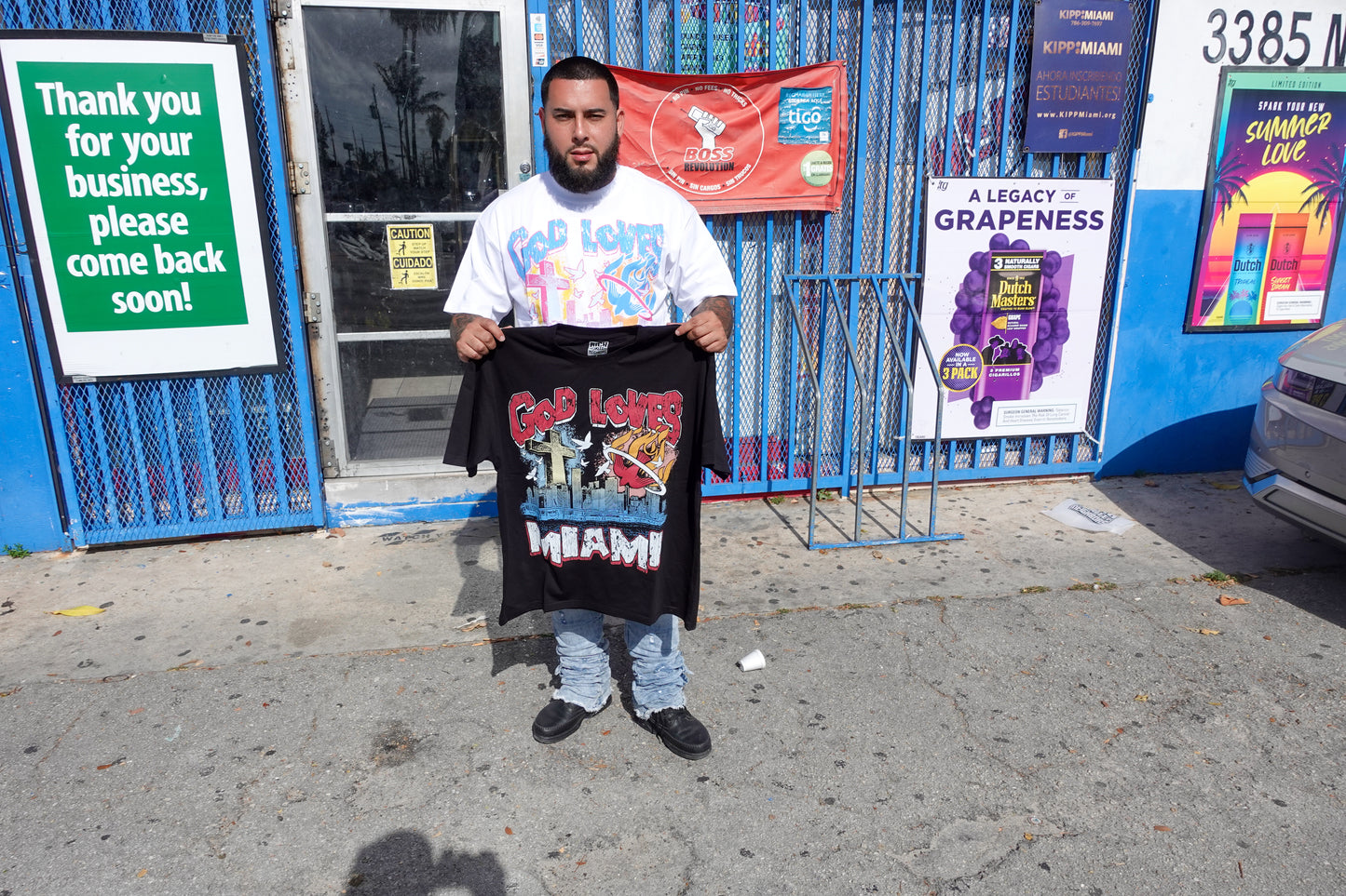 God Loves Miami Black T-Shirt