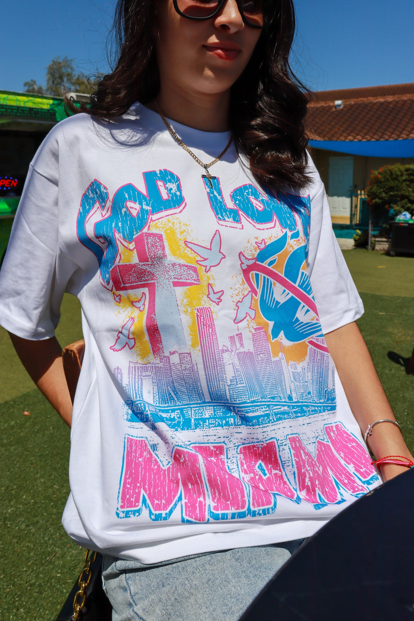 God Loves Miami White T-shirt